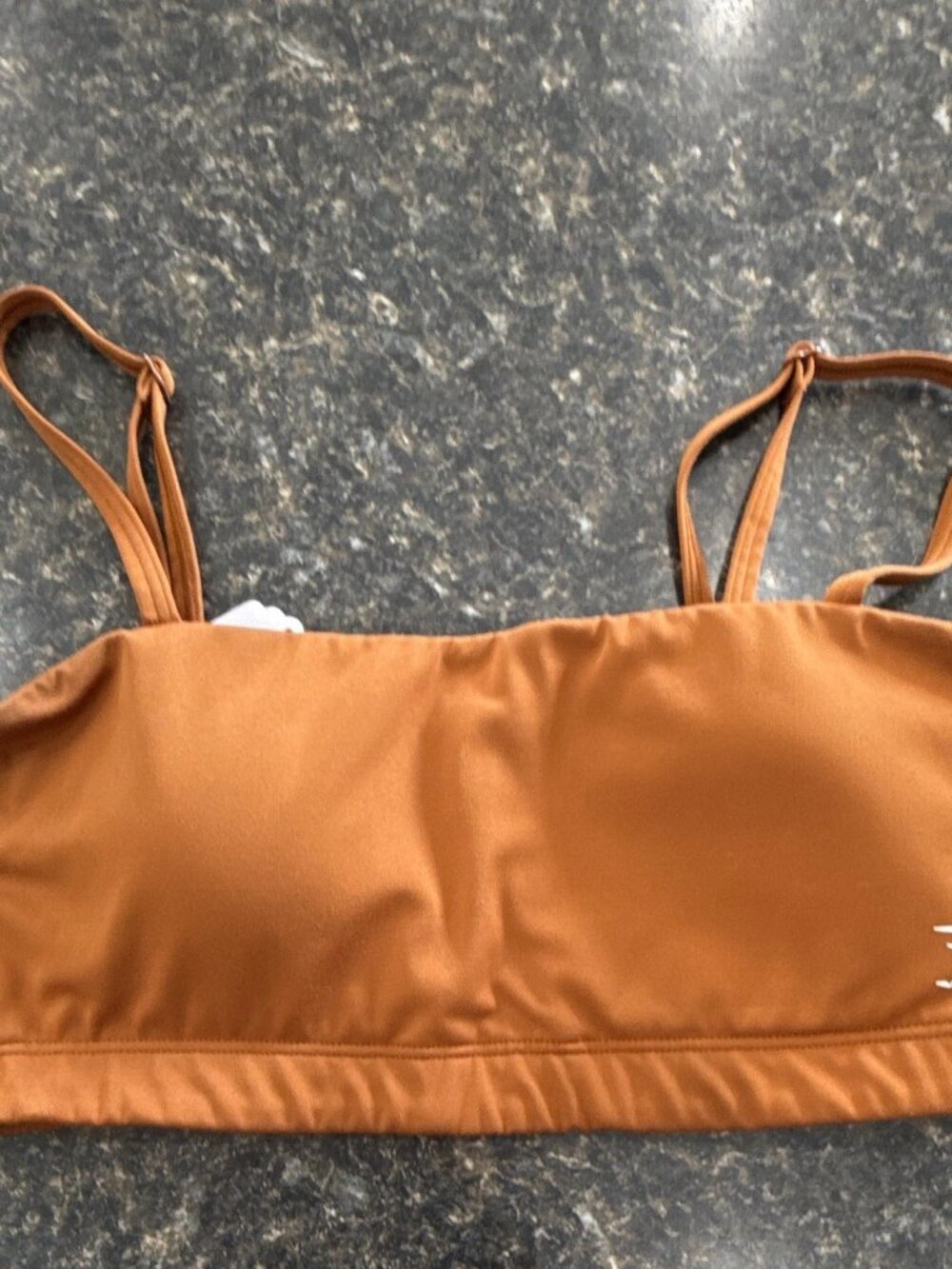 Gymshark Women's S Brown Pullover Sports Bra Logo Wireless Stretch with cup pads
